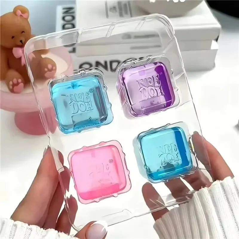 NeeDoh Mini Squishy Fidget Toy 4 Pack by HSF Marketplace in assorted colors