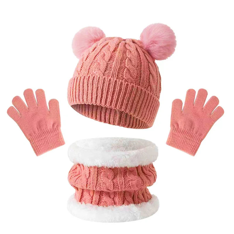 Children's thermal knit fleece winter set with hat, scarf and gloves by HSF Marketplace