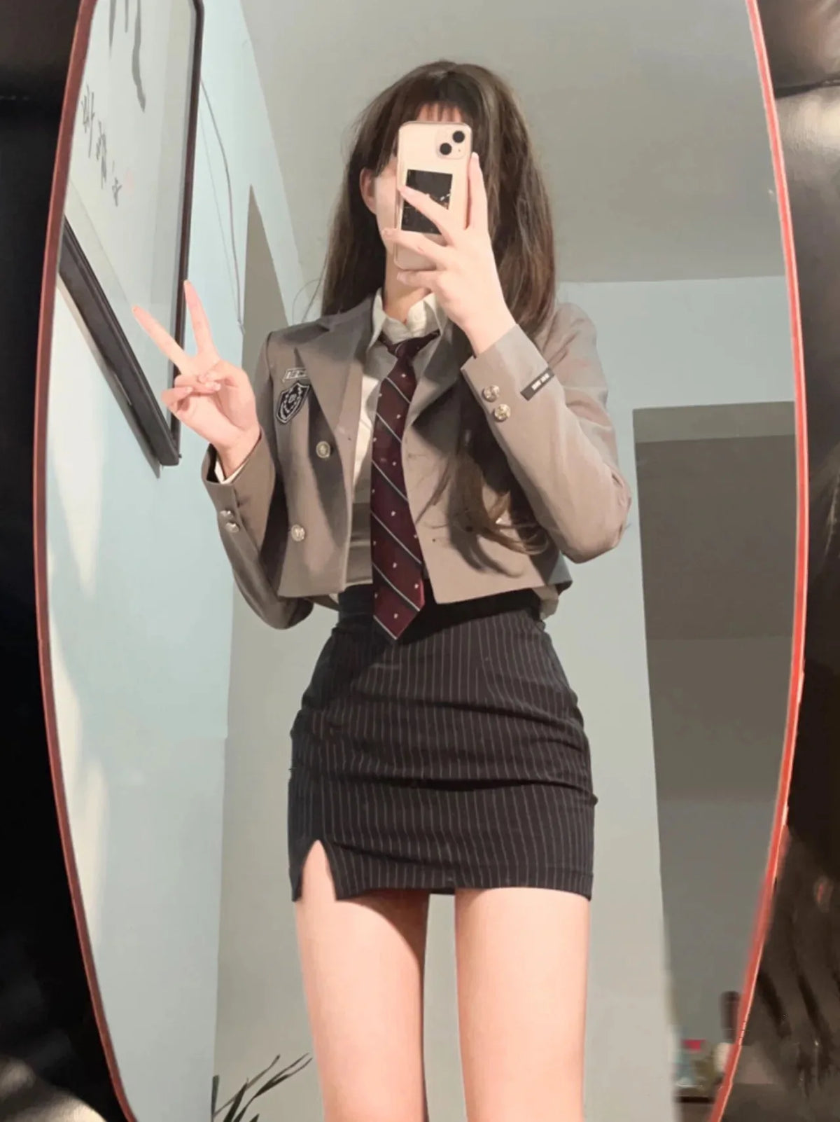 Korean style women's two-piece set in autumn colors, casual fall commute outfit by HSF Marketplace