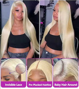 13x6 Deep Part 613# Blonde Straight Lace Frontal Wig Brazilian Straight Human Hair 13x4 Transparent Lace Front Wig for Women