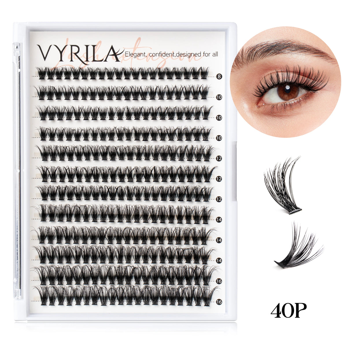 C curl mix lash clusters for natural 3D wispy eyelash extensions by HSF Marketplace