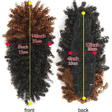 Chic Afro curly mohawk wig with brown bangs, clip-in ponytails and high puff bun style for women