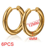 Gold-plated large round hoop earrings for women, 6-piece jewelry set by HSF Marketplace