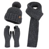 Women’s wool knit neck scarf, gloves and cap set in winter warmth design by HSF Marketplace