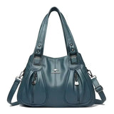 Genuine soft PU leather vintage shoulder tote handbag for women, large capacity designer purse with elegant style.