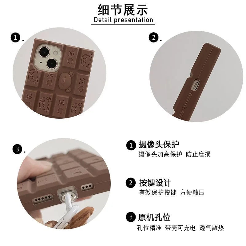 3D Rilakkuma phone case for iPhone 11–17 with cute strap, HSF Marketplace brand