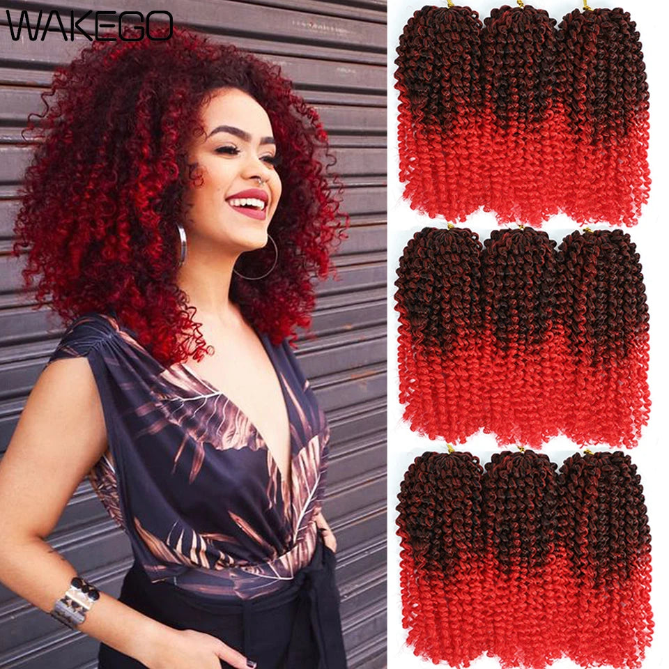 Wakego 12 Inch Marlybob Crochet Braids Afro Curly Short Passion Twist Marlybob Jerry Curl Crochet Hair Kinky Twist Braiding Hair