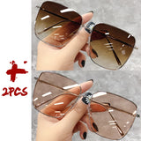 Luxury square sunglasses for women and men by HSF Marketplace featuring gradient lenses and vintage retro design.