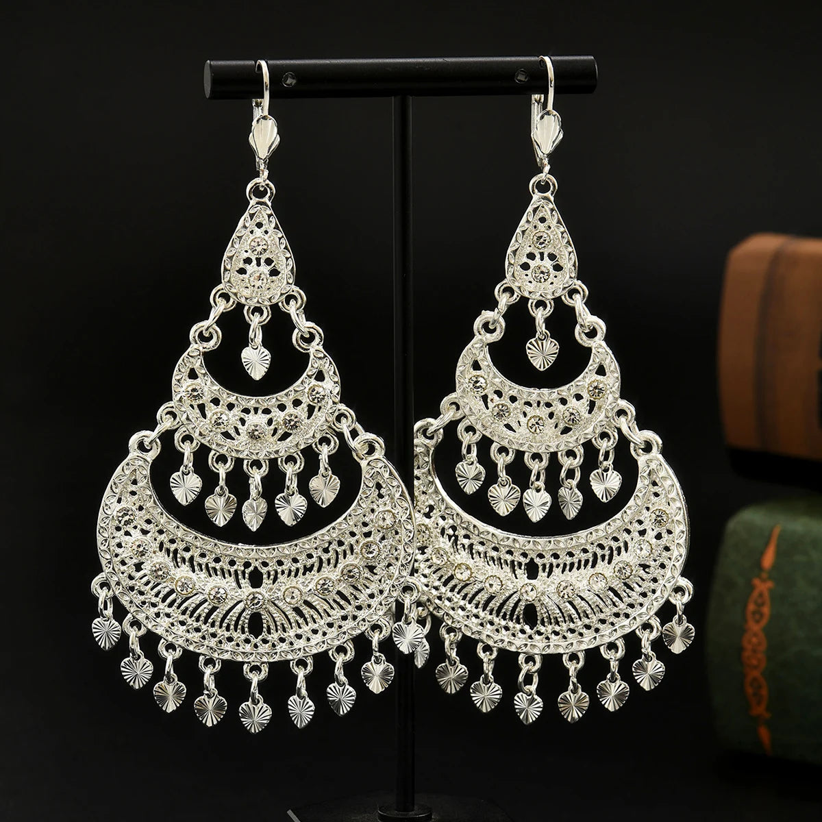 Vintage gold plated heart tassel earrings for boho style, HSF Marketplace jewelry