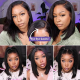 Yaki Straight  Human Hair   Wigs  Pre Cut 13x4 HD Lace Front Wig Bye Bye Knots 200% Density Human Hair Wig Pre Plucked With Baby