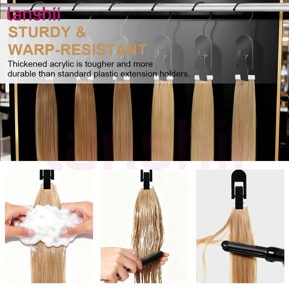 Lanshii Acrylic Hair Extension & Wig Clips – Durable Hangers for Salon & Home Hair Storage and Organization