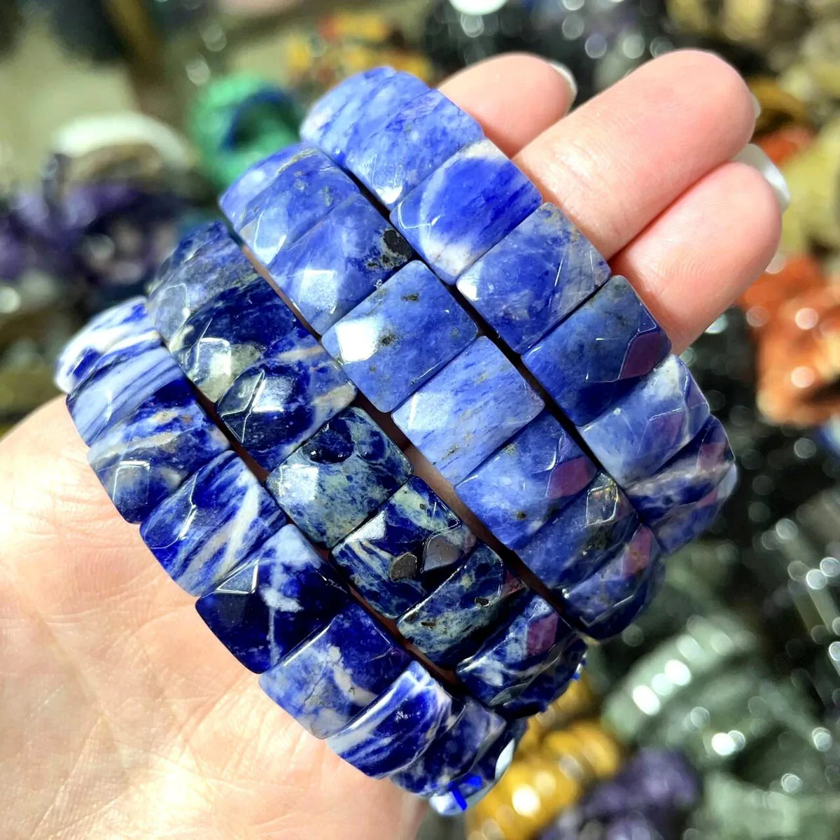 Classic elastic bracelet with natural stone beads for men and women by HSF Marketplace