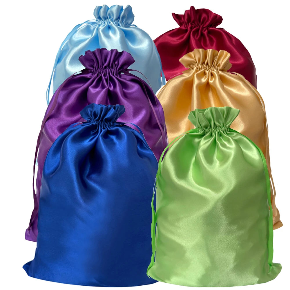 1/5pcs Satin Bags for Packaging Hair Extensions, Bundles, Wigs Soft Silk Pouches With Drawstring for Hair Tools Storage Bags