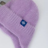 Women's candy-color earflap winter hat, soft faux fur knitted beanie in Kpop streetwear style