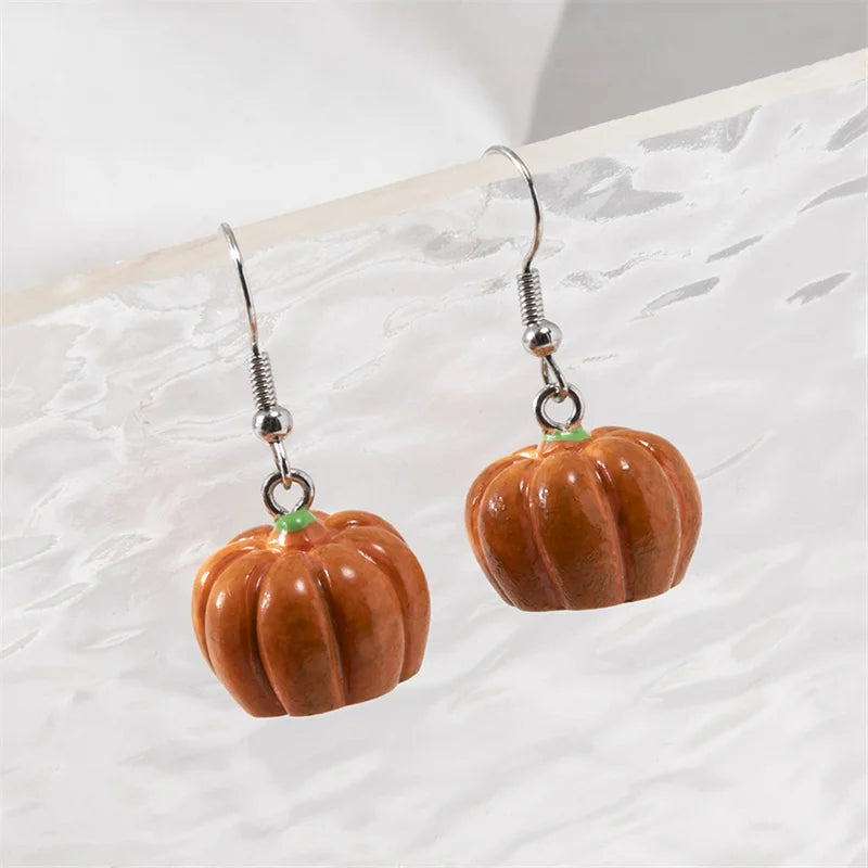 1pair Halloween Pumpkin Dangle Earrings Jewelry for Women Girls Resin Pumpkin Drop Earrings Jewelry Gifts