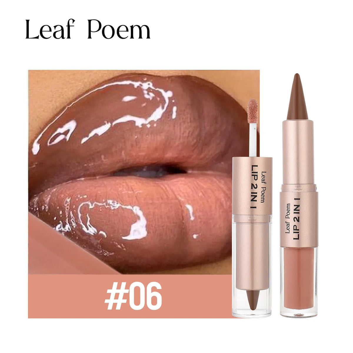 HSF Marketplace 2-in-1 dark plum pink matte lip liner with mirror, plumping lip glaze, waterproof, non-stick lip contour makeup.