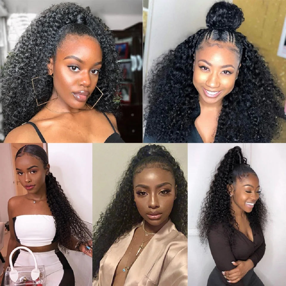 24–26 inch afro kinky curly drawstring ponytail, 100g human hair extension for Black women