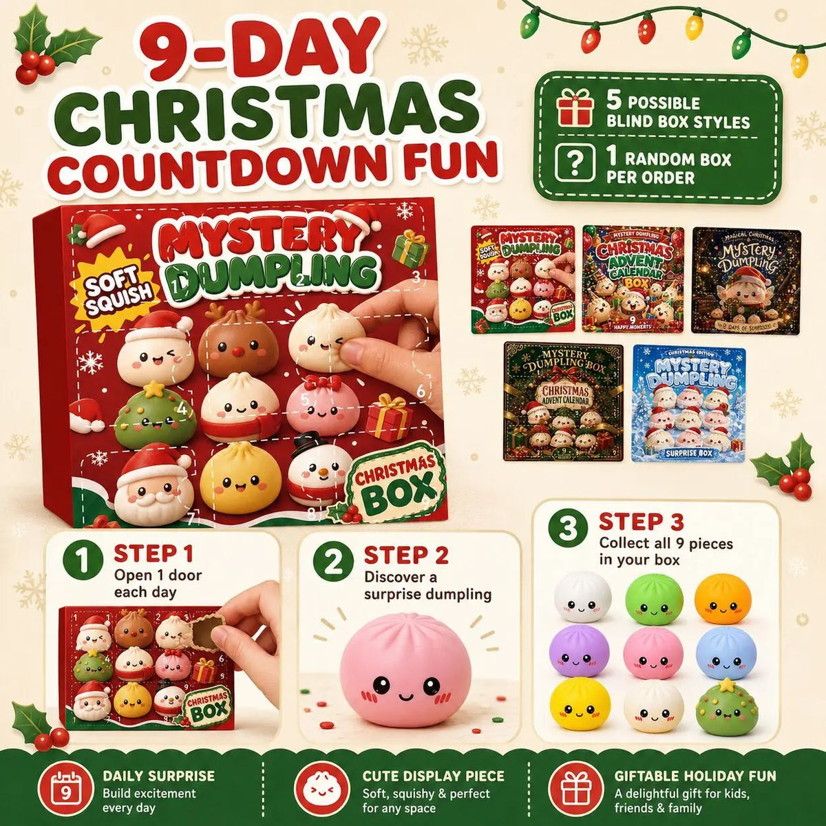 Christmas fidget squishy dumpling advent calendar sensory toy blind box by HSF Marketplace