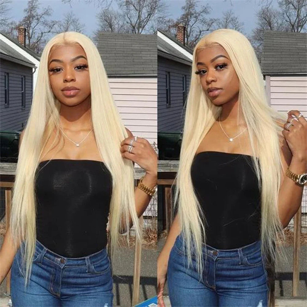 30 36 Inch 200 Density Straight 613 Honey Blonde 13x4 lace Front Wigs 13x6 Transparent Lace Frontal Human Hair Wig For Women