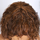 Short curly human hair wig with water wave Brazilian Remy hair, natural look, glueless, cute bob style by HSF Marketplace