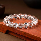 Natural White Azez Quartz Crystal Beaded Bracelet Unisex Elastic Stretch Band Mindfulness Clarity Stone Bracelets Jewelry Gifts