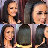 Rebecca Short Bob lace front wig by HSF Marketplace, Brazilian straight human hair with pre-plucked baby hair and 13x4 lace for black women.