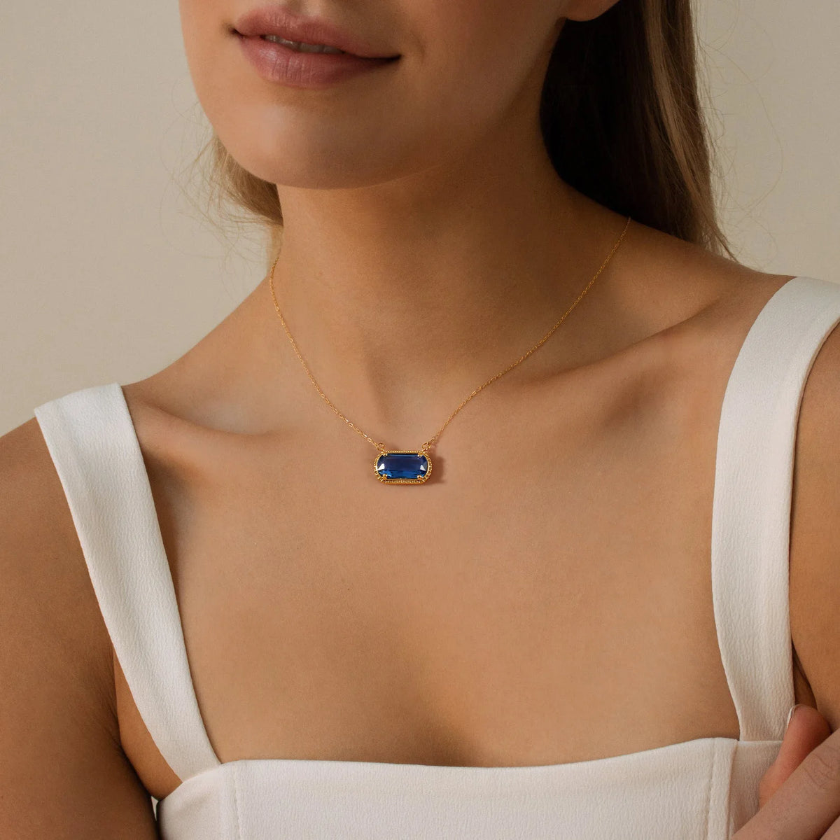 Women's vintage birthstone necklace with stainless steel pendant by HSF Marketplace