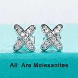 AnuJewel moissanite classic cross stud earrings in 925 sterling silver, D color VVS1 stones