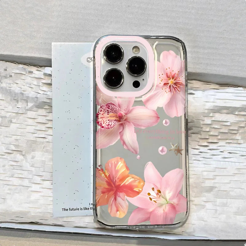 Pink lily flower phone case for iPhone 11 to 17 models by HSF Marketplace
