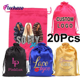 20-piece soft satin wig storage bags for hair extensions, customizable design by HSF Marketplace