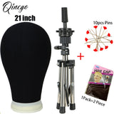 21/22/23/24'' Wig Mannequin Head Canvas Block Head Styling Training Manikin Head Adjustable Wig Stand Tripod With T Pin Needles