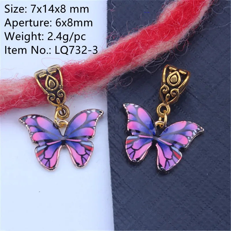 5pcs/bag Hair Braid Bead Butterfly Dreadlock Beads Ring Braiding Hair Sparkly Hair Styling Tool Bohemian Braid Hairs Accessories