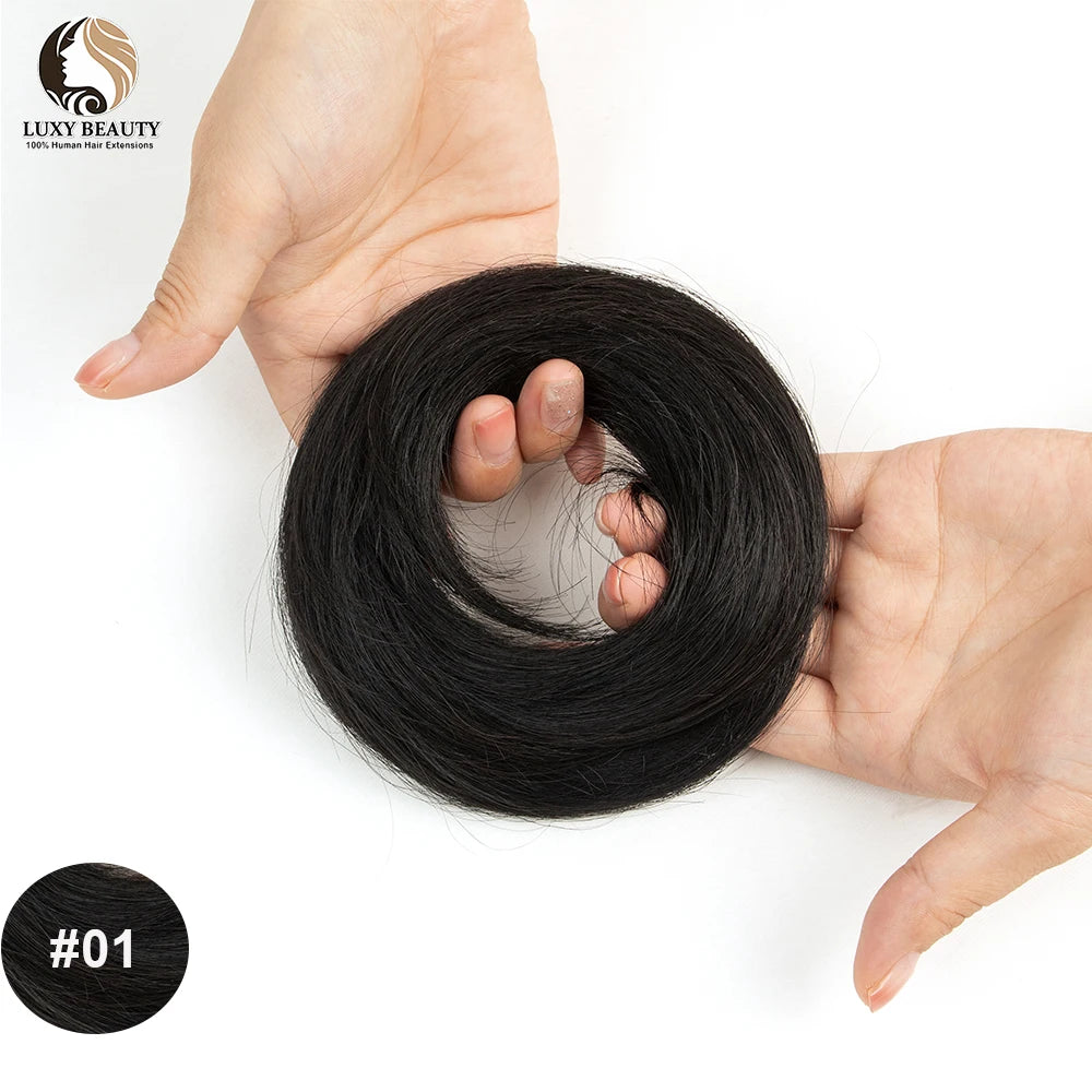 Brazilian human hair bun ponytail hairpiece with scrunchie for women’s updo chignon style