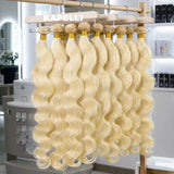 15A Human Hair Bundles with Closure 4x4 HD Lace 613 Blonde Body Wave Bundles Human Hair Weaving Remy 100% Human Hair Extensions