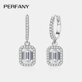 Radiant emerald cut moissanite earrings in S925 silver by HSF Marketplace