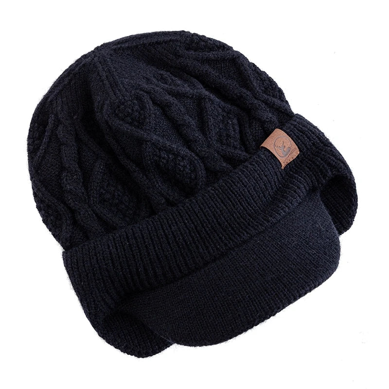 Unisex winter hat with plush fur lining, earflaps, and thick knitted beanie design for outdoor sports