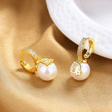 Stainless steel dangle earrings with pearl and zircon accents for women, HSF Marketplace jewelry