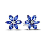 925 sterling silver herbarium cluster heart halo stud earrings for women, sparkling party and wedding jewelry