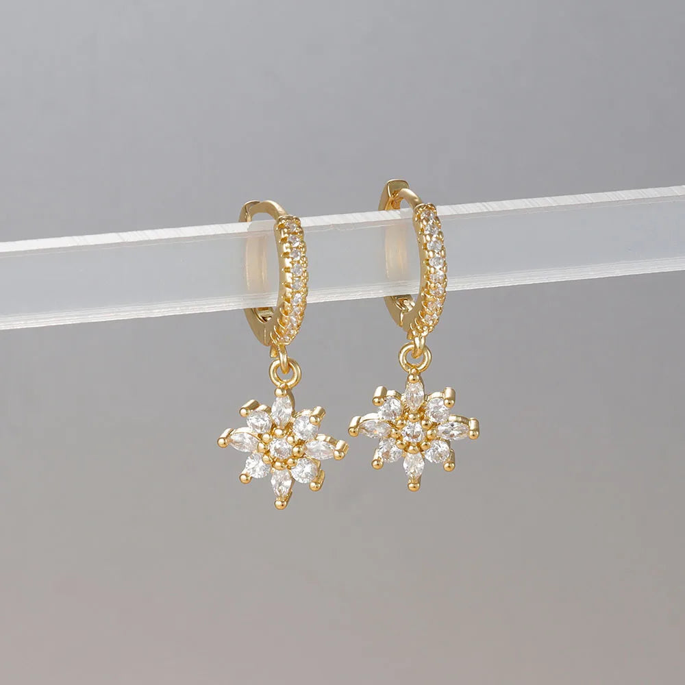 HSF Marketplace stainless steel star dangle earrings with sparkling zircon accents