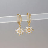 HSF Marketplace stainless steel star dangle earrings with sparkling zircon accents