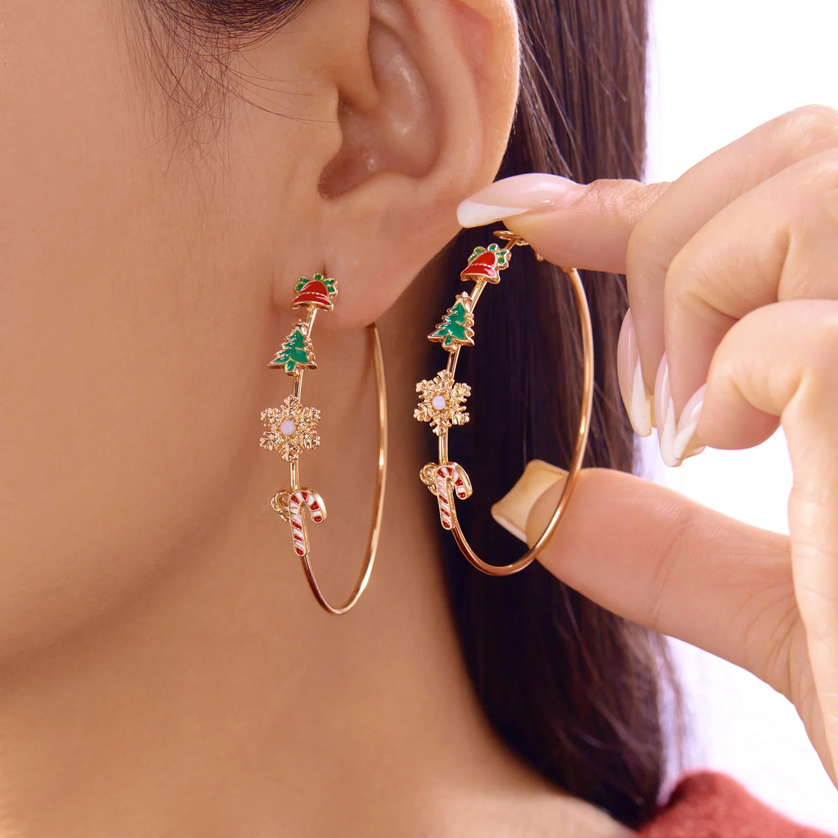 Merry Christmas pearl flower star bell dangle earrings for women by HSF Marketplace