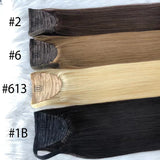 Ponytail human hair wrap-around extension in natural blonde, 60g–100g