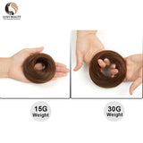 Brazilian human hair bun ponytail hairpiece for women, scrunchie updo donut chignon extension