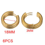 Gold plated large round hoop earrings for women, 6-piece set displayed together