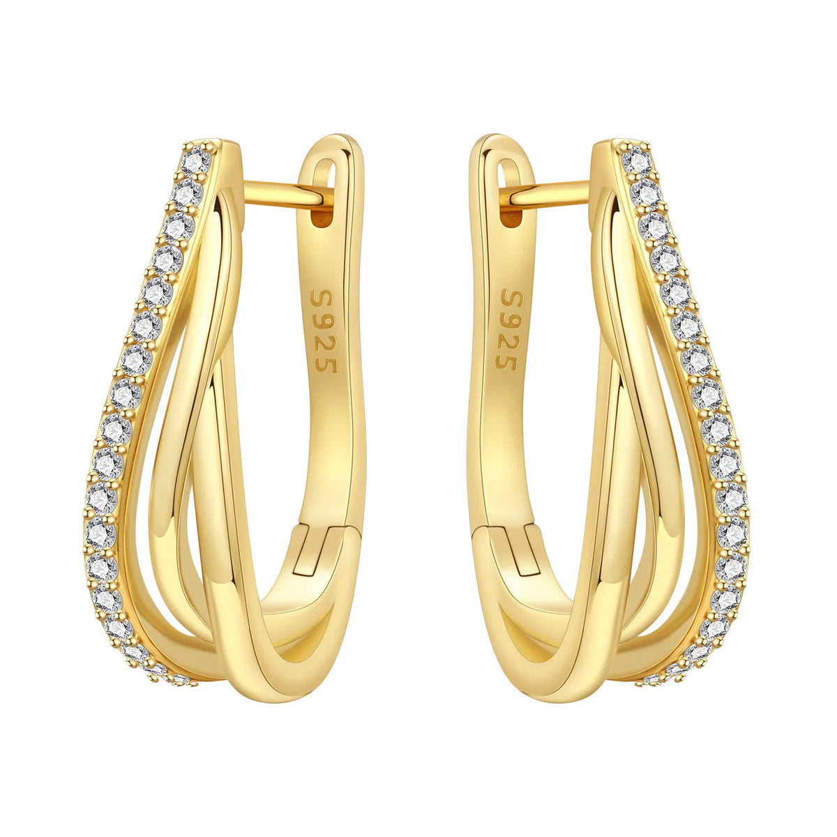 925 sterling silver 18K gold-plated cherry blossom butterfly hoop earrings for women