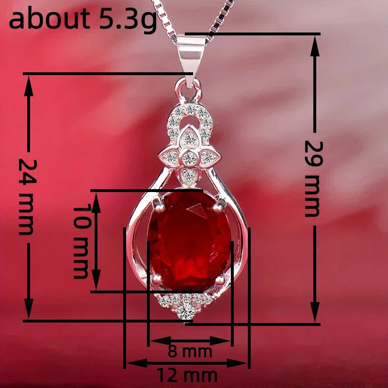 Elegant red cubic zirconia pendant necklace by HSF Marketplace featuring a brilliant, stylish design for women.