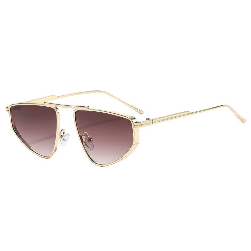 Polygon metal cat eye sunglasses for women with gradient lenses and UV400 protection, stylish fashion shades by SO&EI.