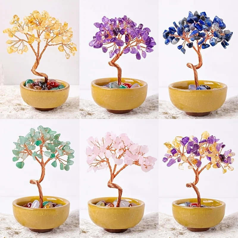 Natural Crystal Chips, Treasure Bowl, Teacup Base, Crystal Tree, Citrine, Wealth Tree, Home Decoration, Handicraft