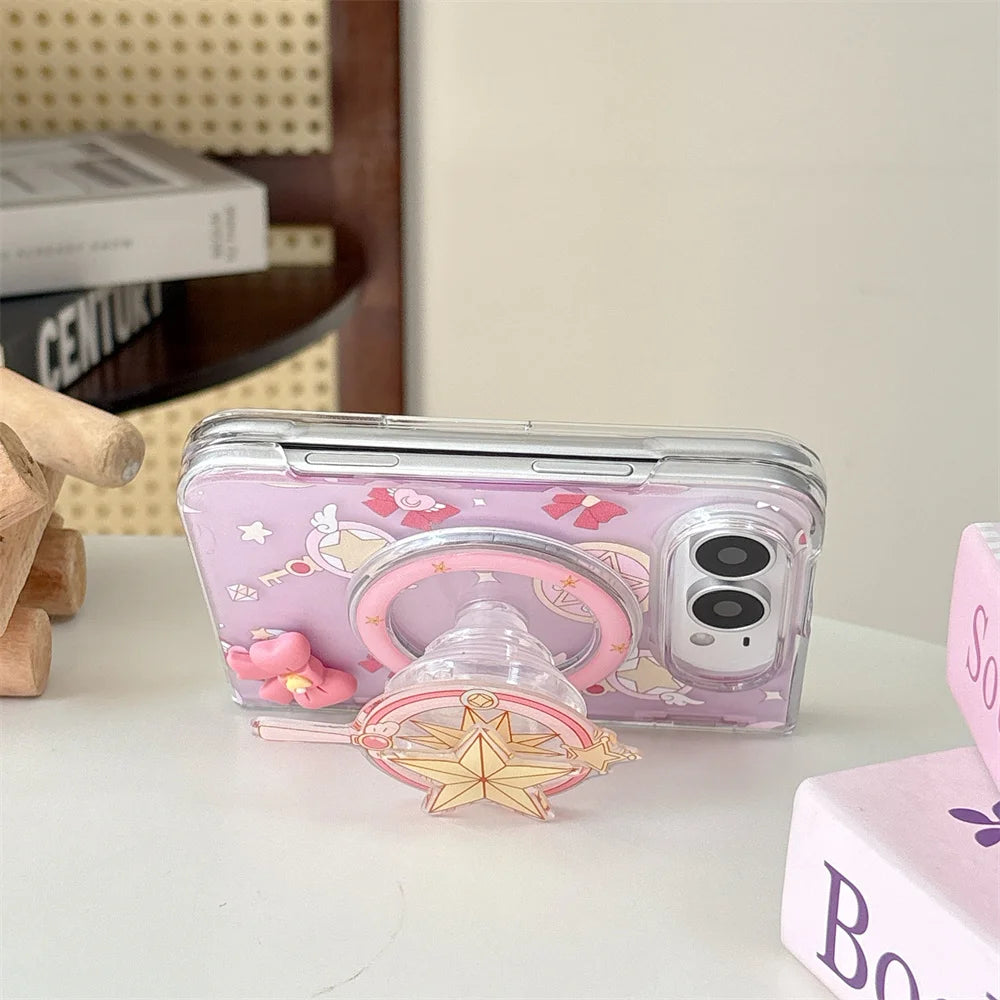 Korean cute pink bowknot folding phone case for iPhone Duo by HSF Marketplace