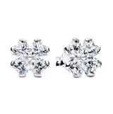 925 sterling silver herbarium cluster heart halo stud earrings for women, sparkling party and wedding jewelry